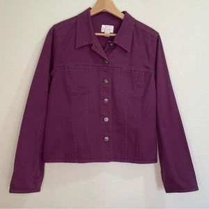 Christopher & Banks Stretch Lightweight Long Sleeve Twill Jacket - Purple